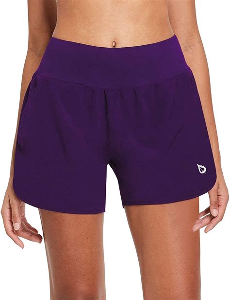 Baleaf Womens 5 Inches Knit Waistband Running Shorts With Liner Dry Fit