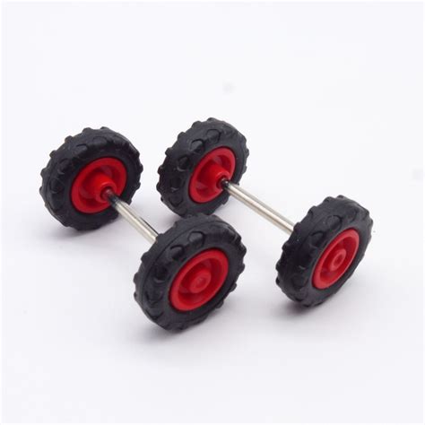 Playmobil Set Of 2 Axles Width 40mm Red Wheels Diameter 21mm