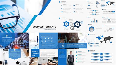 ดาวน์โหลดฟรี Business Powerpoint Template Blue Schema 2018