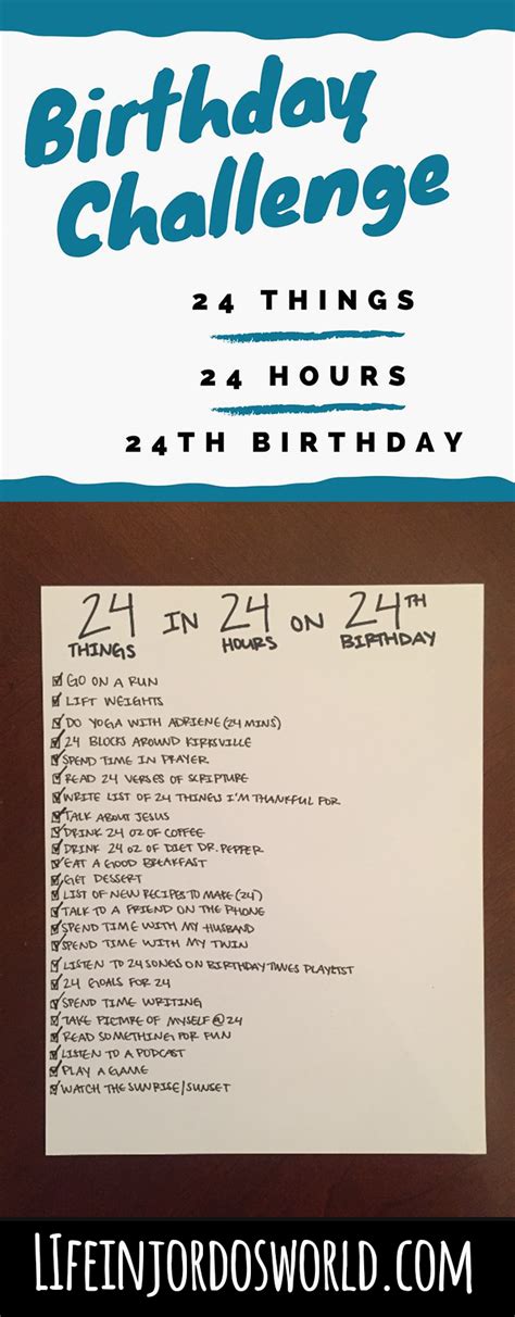 Still thinking about what to get your better half on his birthday? The 24th birthday challenge: 24 things to do in 24 hours ...