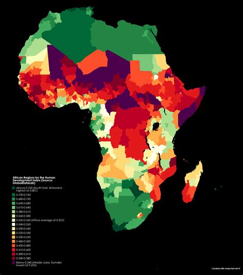 African Regions By The Human Development Index Source Globaldatalab