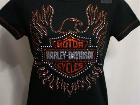 Regular Discount Harley Davidson Womens Zip Up Shirt With Rhinestones