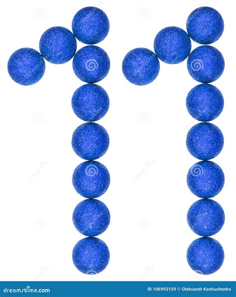 Numeral 11 Eleven From Decorative Balls Isolated On White Background