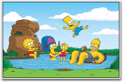 The Simpsons Enjoying In The Pool Paper Print Animation And Cartoons Comics Posters In India