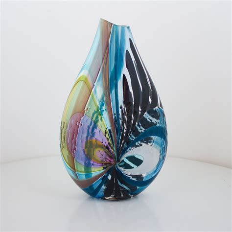 Blue Strigi Vase By Jeffrey P An This Flat Vase From The Artist S Iconic Contemporary Glass