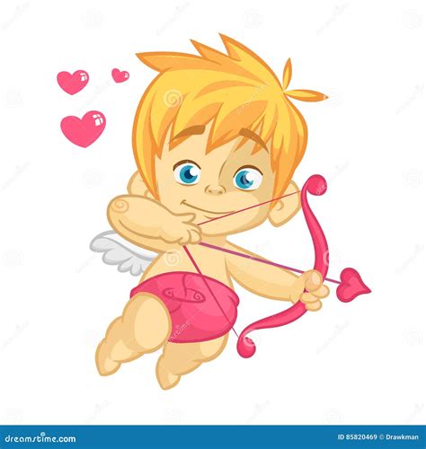 funny cupid cartoon illustration of a valentine`s day vector isolated white stock vector