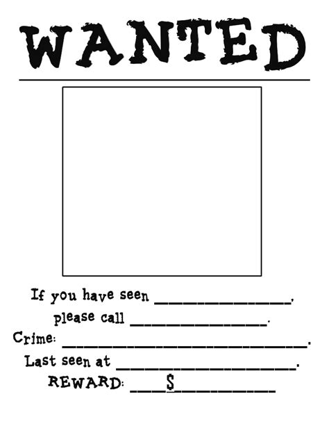 6 Best Images Of Printable Wanted Poster Template Blank Wanted Sign