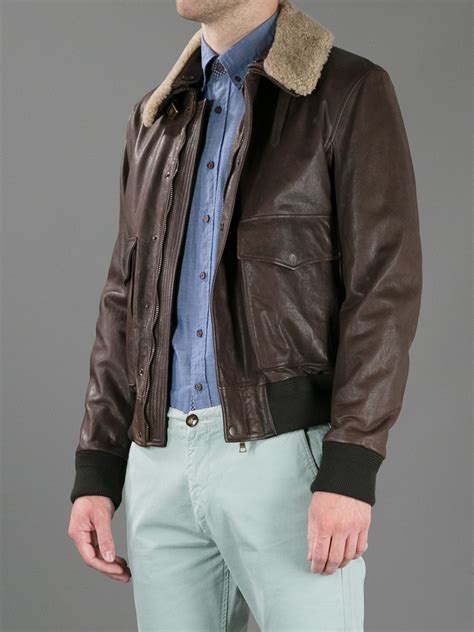 Hackett Leather Flight Jacket In Brown For Men Lyst