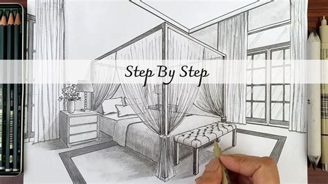 How To Draw A Bedroom In Two Point Perspective Drawing A Bedroom In