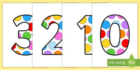 Multicolored Polka Dot Bulletin Board 0 9 Numbers