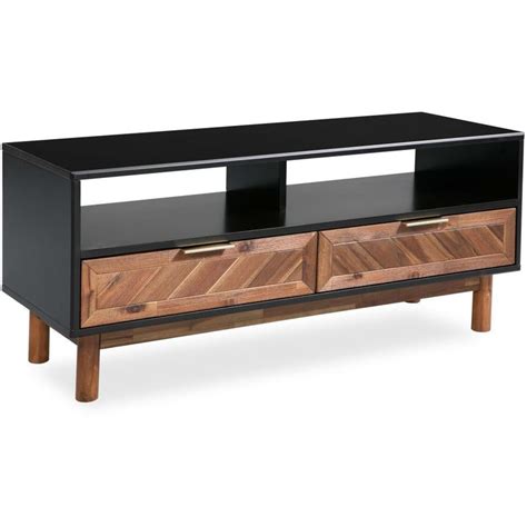 Maybe you would like to learn more about one of these? Meuble TV bois massif d'acacia 100 x 35 x 45 cm | Noir ...