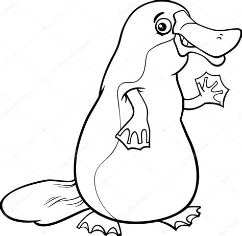 Página Para Colorear Dibujos Animados Animales Ornitorrinco Ilustración