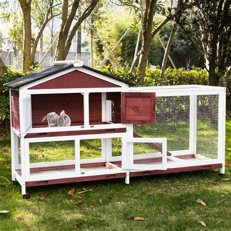 It may seem a daunting task but diying your very own rabbit hutch is very easy and is more fulfilling. 63.4" Wooden Rabbit Hutch Chicken Coop House Bunny Hen Pet ...