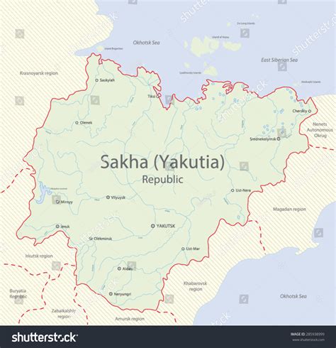 Detailed Map Sakha Yakutia Republic Russia