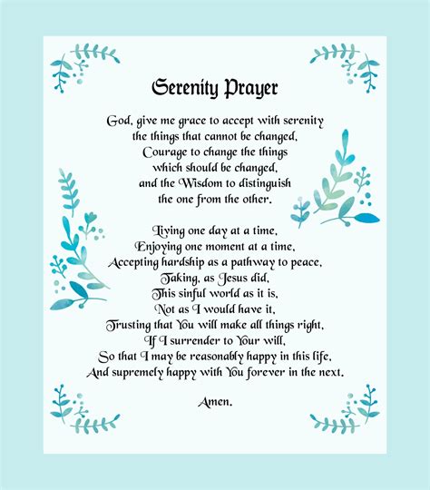 The Full Serenity Prayer Printable