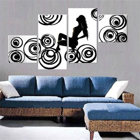 Hand Painted Sexy Nude Oil Painting On Canvas Abstract Black Cricles