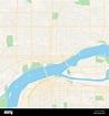 Empty vector map of Davenport, Iowa, USA, printable road map created in ...