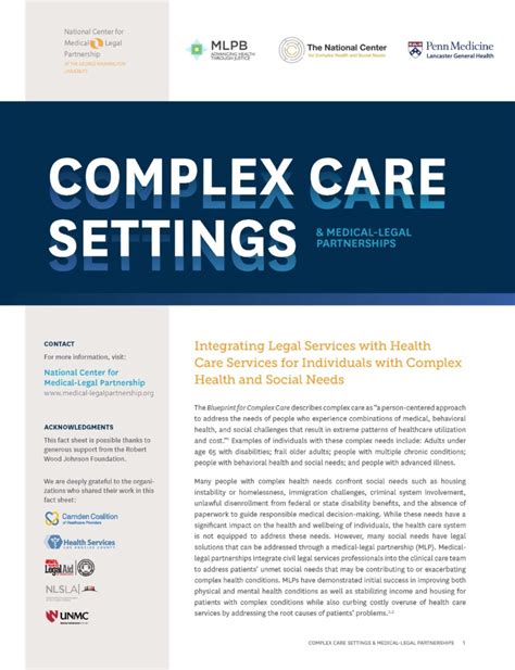 Healthmarkets can walk you through this important process. Fact sheet: Complex care health settings and medical-legal partnerships