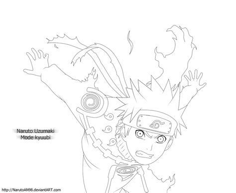 Naruto Uzumaki Mode Kyuubi Lineart By Narutoan98 On Deviantart