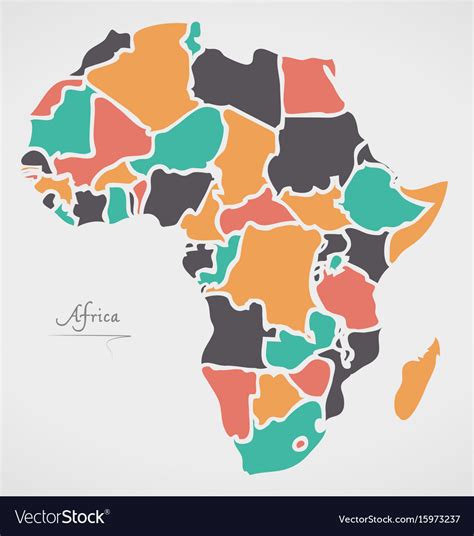 Multicolored Political Map Of Africa Continent Vector Image Images Images