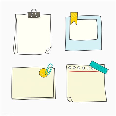 Note Papers Doodle Style Vector Set Free Image By