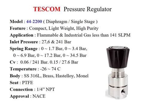 Pressure Regulator Tescom Sg 3 Series Single Stage Gamako Ekakarsa