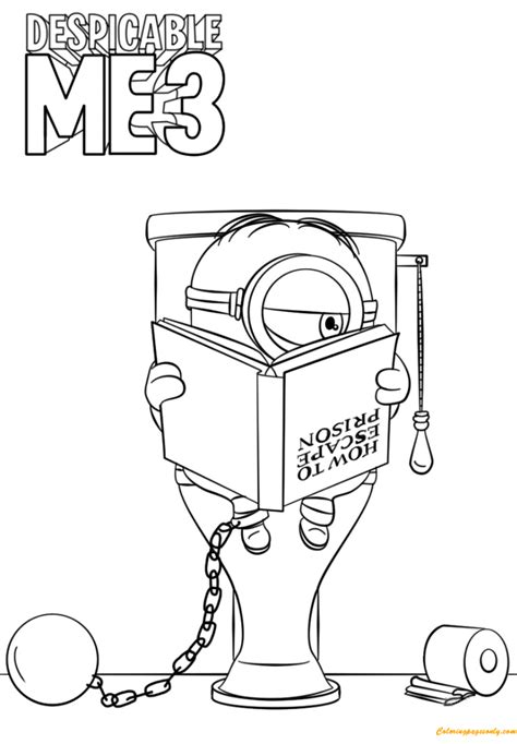 A good example of animation for children … but also for their parents ! Despicable Me 3 Minion In Prison Coloring Pages - Cartoons ...