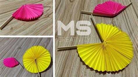 How To Make Folding Hand Fan Diy Paper Hand Fan Origami Youtube