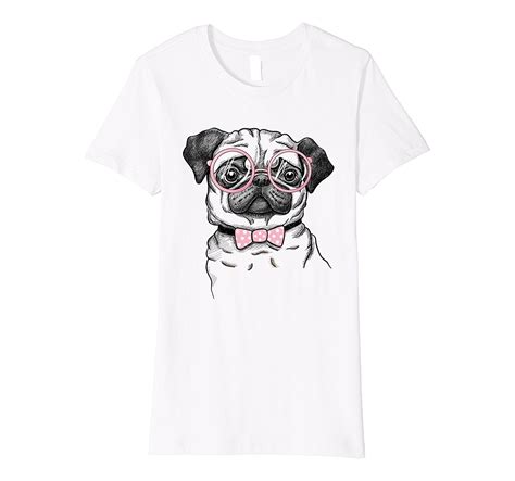Pug Shirts Cute Pug Girl Shirt Pug With Glasses Tee For Women