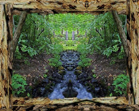 Garden Springs Creek Peace In A Redwood Bark Frame With Overflow 8x10