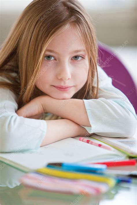 Girl Doing Homework Stock Image C0326908 Science Photo Library