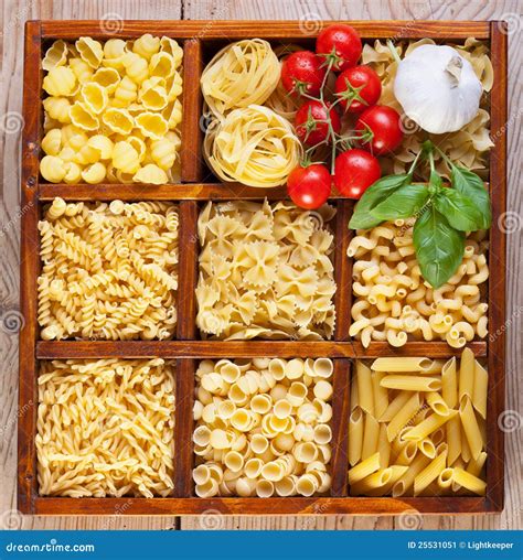 Pasta Variety In A Compartmented Box Stock Image Image Of Cuisine