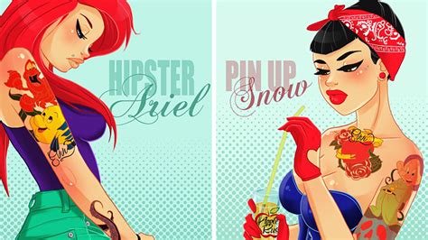 Disney Princesses As Outrageous Punks Goths And Hipsters Disney Princesses As Hipster Disney