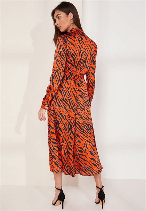 Buy Karen Millen Prints Tiger Print Belted Maxi Shirt Dress For Women