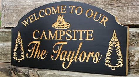 Welcome To Our Campsite Personalized Camping Sign Custom Rv Wooden