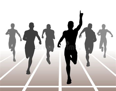Sprint Editable Illustration Of Men Finishing A Sprint Race Spon