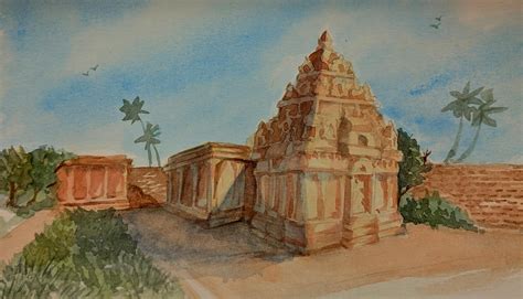 Tried Painting A South Indian Temple Cc Welcome Watercolor