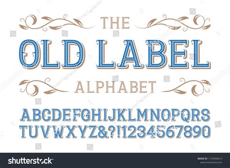Old Label Alphabet Diagonal Ribbed Letters Stock Vector Royalty Free