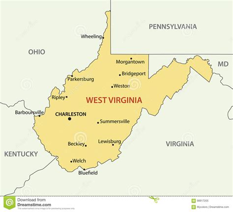West Virginia Vector Map Stock Vector Illustration Of