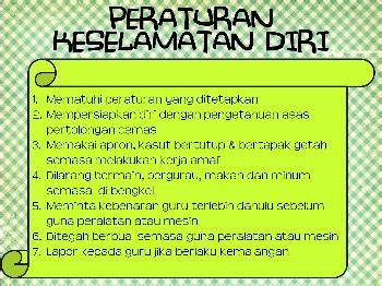 Total waktu pelaksanaan kerja praktik ini adalah 8 minggu (40 hari). blog cikgu rodziah: BAB 1 Organisasi Bengkel dan Keselamatan