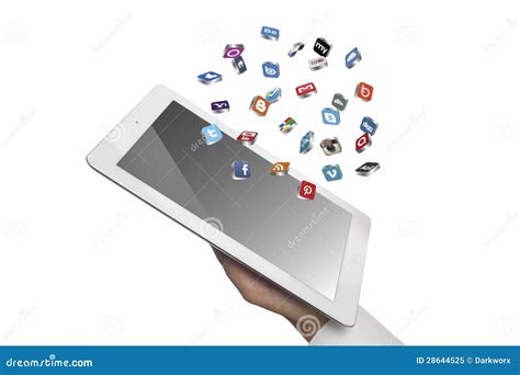 Social Media Icons Fly Off The Ipad In Hand Editorial Image Image Of