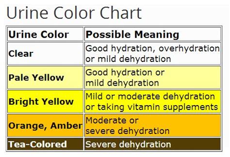 Urine Color Chart For Dehydration EHealthStar Urinal Natural