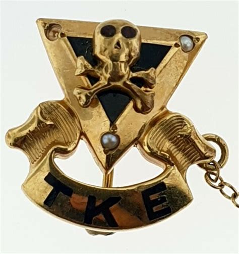 Vintage 10k Gold Enamelseed Pearl Tau Kappa Epsilon Fraternity Pin W