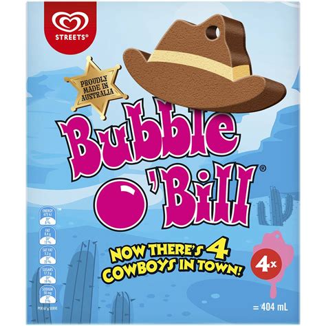 Bubble O Bill Frozen Dessert Sticks With Bubble Gum 4 Pack Woolworths