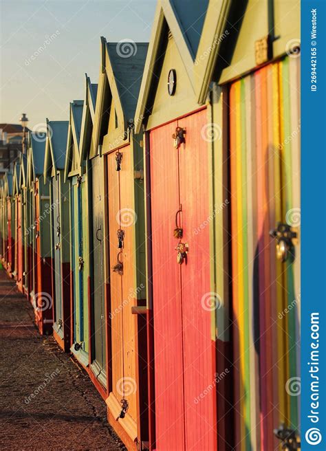 Colorful Beach Huts In Brighton England Stock Image Image Of Bright