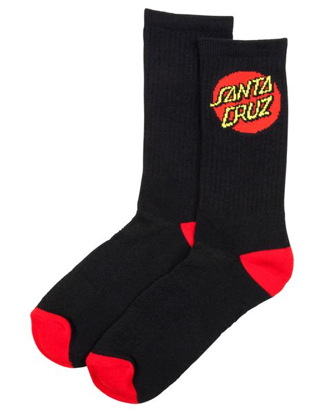 Santa Cruz Mens Socks Classic Dot Blackwhite Pack Of 2
