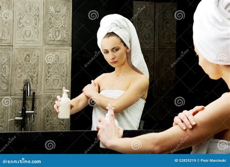 Woman With Body Lotion Stock Image Image Of Attractive 52829219