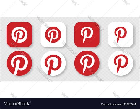 Pinterest Icons Set Logo Royalty Free Vector Image