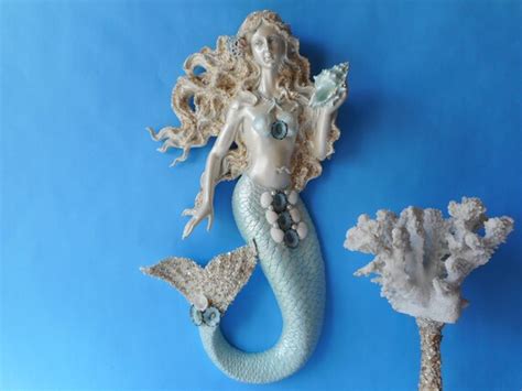 Sea Shell Wall Mermaid Mermaid With Shells Seashell Art Beach Etsy
