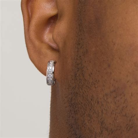 Vera Wang Men 58 Ct Tw Diamond Huggie Hoop Earrings In Sterling